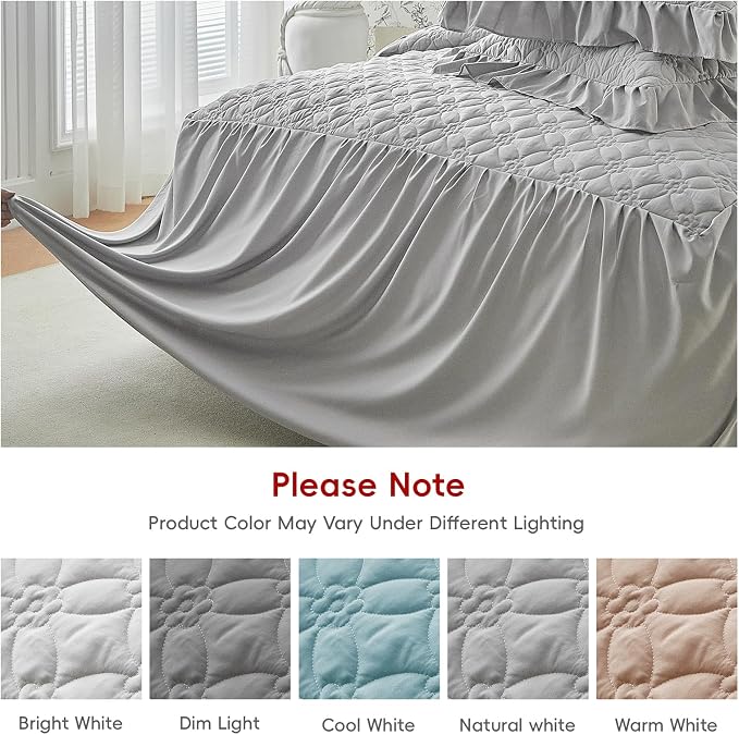 Ruffle Skirt Bedspread Set Flower Style - Image 8