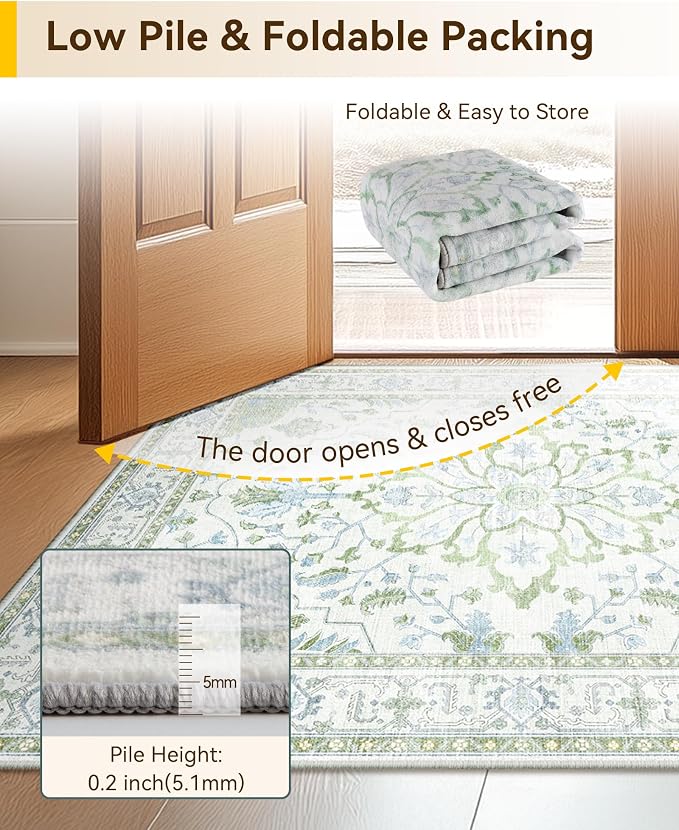 RELEANY Washable Area Rug, Square 8'x8', Water Repellent, Pet Friendly - Image 5