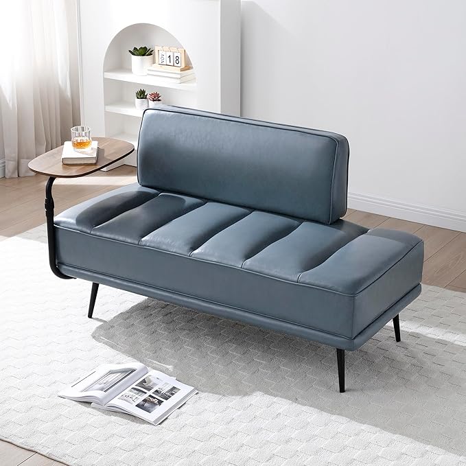 Leather loveseat Sofa, Modern Faux Leather Bedroom Bench - Image 4