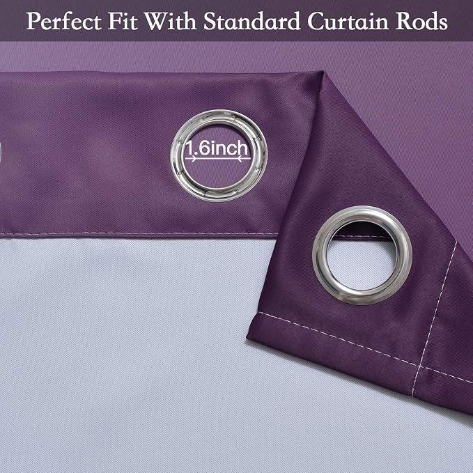 SimpleHome Ombre Purple to Grey White Curtains - Image 5