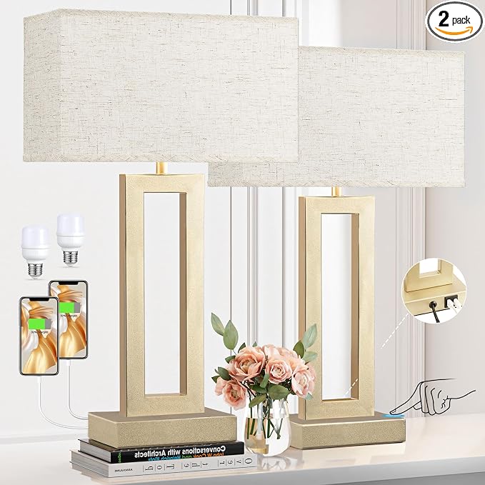 Seealle 22" Tall Bedroom Lamps for Living Room by SeealleLighting