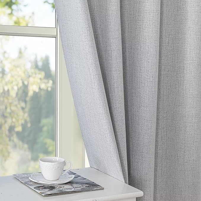 100% Blackout Curtains 96 inch Length 1 Panel Faux Linen Long Drapes - Image 5