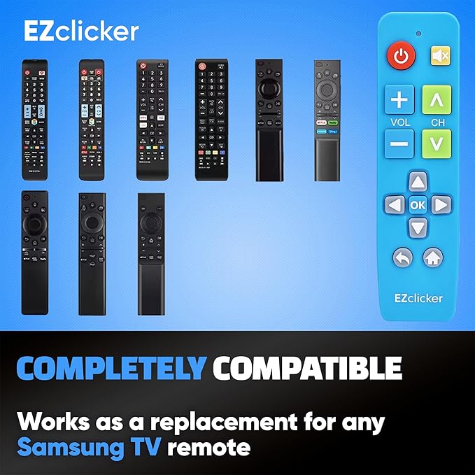 Samsung Replacement TV Remote Compatible with Samsung TV's ONLY (Blue) Big Button TV Remote Control, Simplified and Easy to Use (2xAAA Batteries not Included)