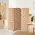 HALLYBEE Short Room Divider, Small Folding Privacy Screens, 3 Panel Natural | by HALLYBEE