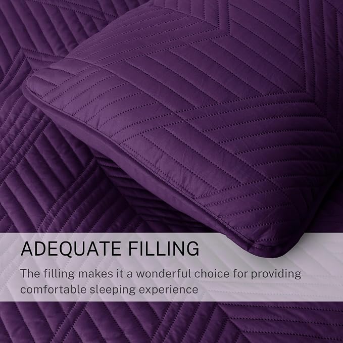 Exclusivo Mezcla Ultrasonic Twin Quilt Bedding Set, Deep Purple | Lightweight - Image 6
