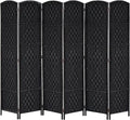 HOMCOM Room Divider 6-Panel, 6FT-Tall Folding Privacy Screen, Hand-Woven Design by HOMCOM