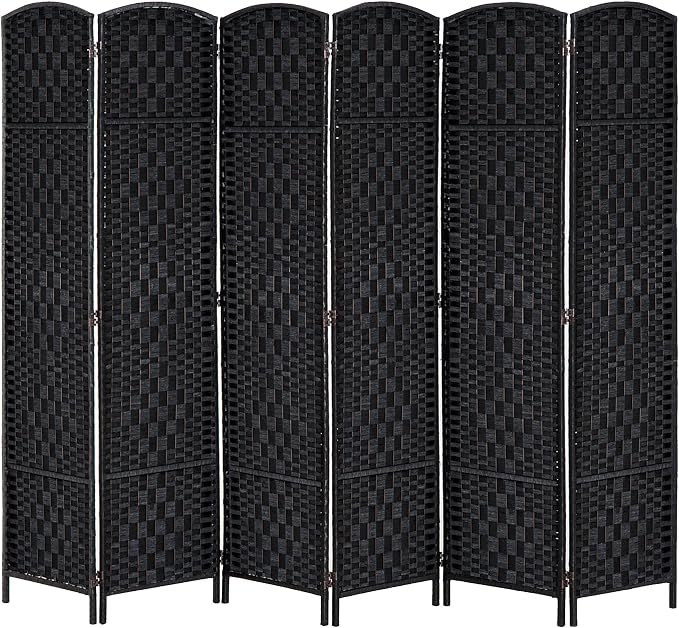 HOMCOM Room Divider 6-Panel, 6FT-Tall Folding Privacy Screen, Hand-Woven Design by HOMCOM