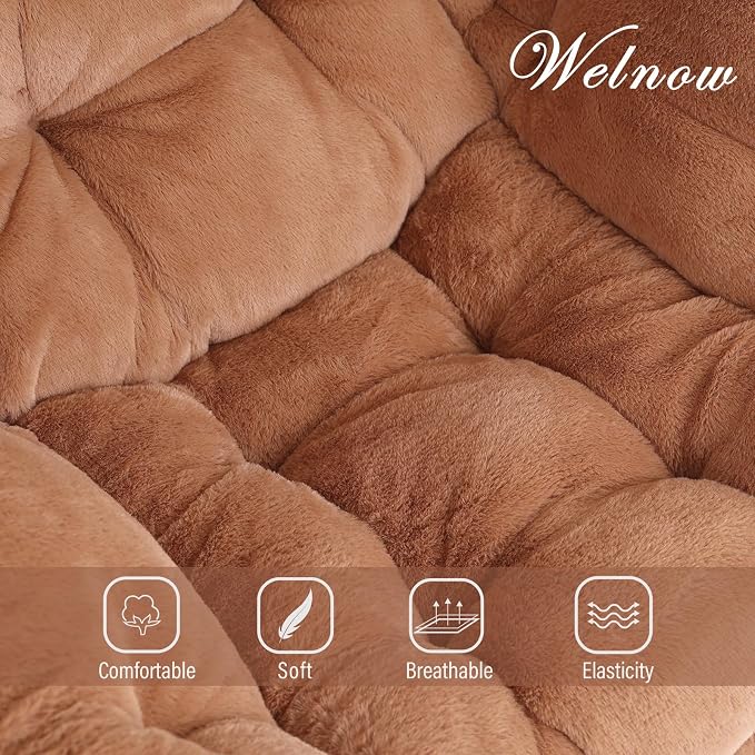 Welnow Lazy Chair with Ottoman, Reading Chair with Footrest, Plush Brown | A - Image 9