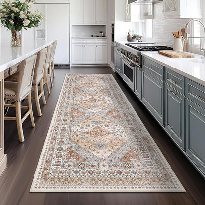 zesthome Washable Runner Rug 2.5x8 - Stain Resistant Entryway Rugs, Ultra-Thin Kitchen Rug, Anti Slip Backing Runner Rugs for Entrance Laundry Room Indoor Hallway (Orange,2.5'x8')