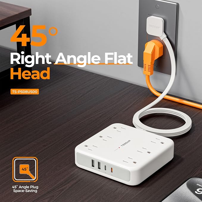 TESSAN 5Ft Grey Extension Cord - Image 6