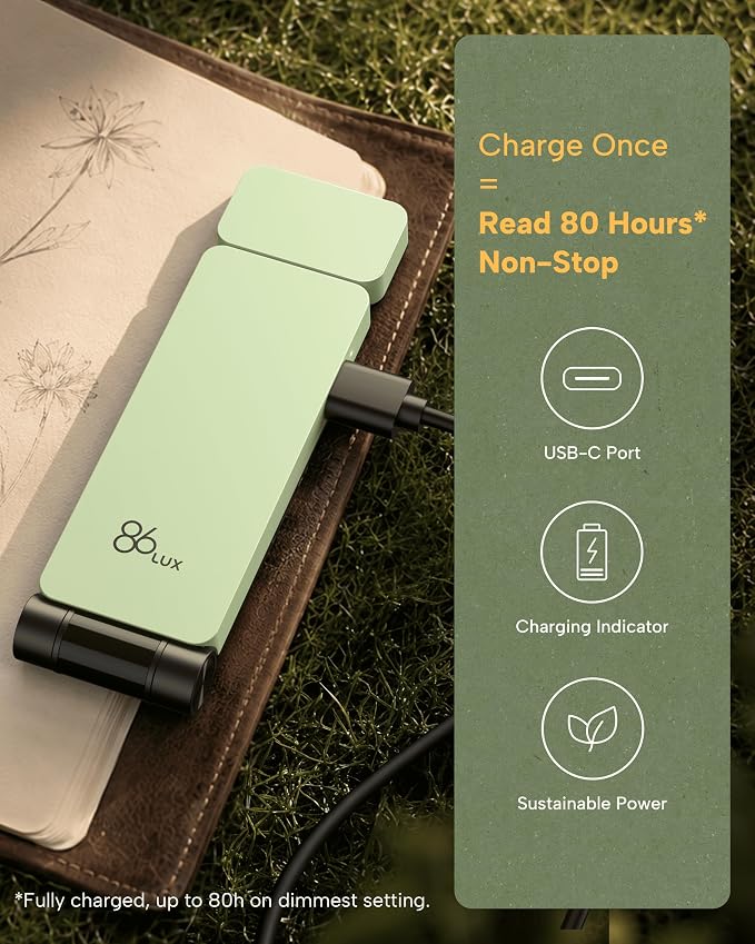 86lux Book Light, Rechargeable Clip-On LED Reading Light - Image 5