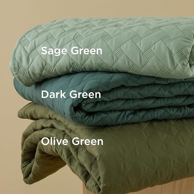 Bedsure Quilts Queen Size, Lightweight Comforter Set, Sage Green Bedspread | - Image 3