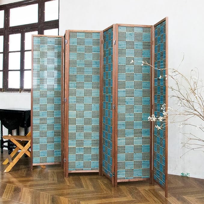 6 Panel Bamboo Room Divider, 5.6 ft Tall Double-Sided Folding Privacy Screen - Image 2
