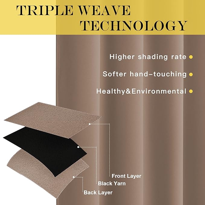 NICETOWN Patio Curtain Room Darkening, Cappuccino, 1 Panel - Image 4