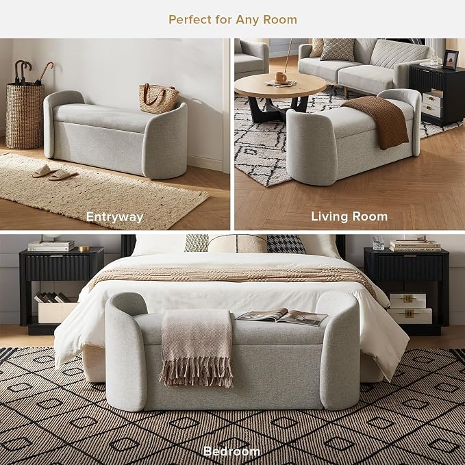 mopio Sophie 51" Ottoman Storage Bench, Entryway and Window Seating, End of Bed - Image 5