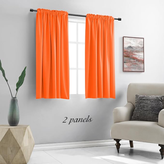 Vibrant Orange Autumn Curtains 48 Inch Length - Image 2