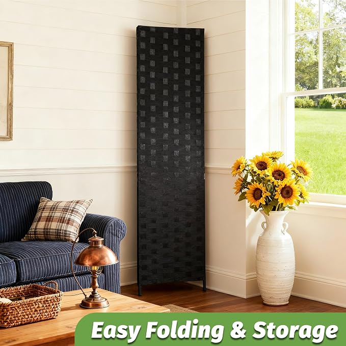 FDW Room Divider Wood Screen 4 Panel Folding Portable Partition Screens Wooden - Image 5