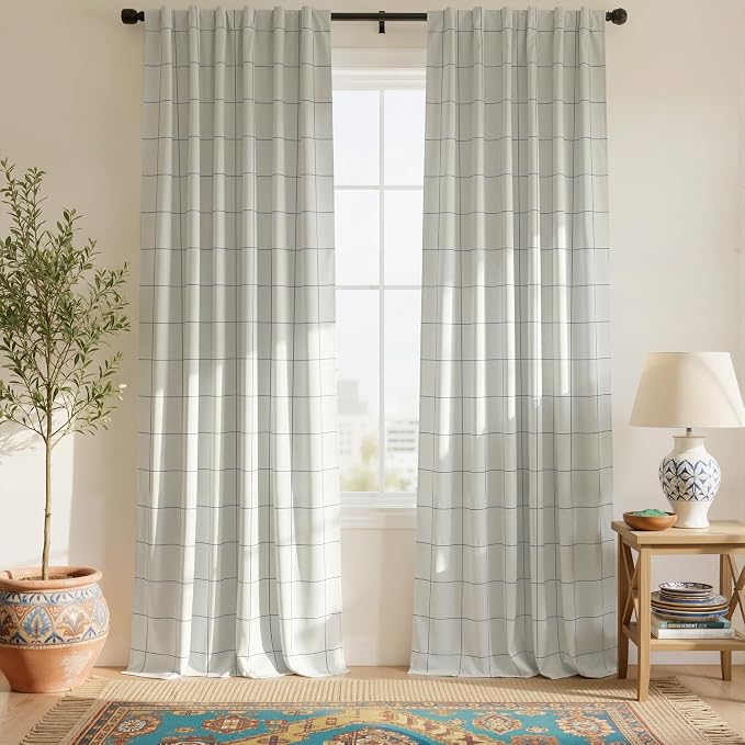 NICETOWN 100% Blackout Grey Plaid Curtains by NICETOWN