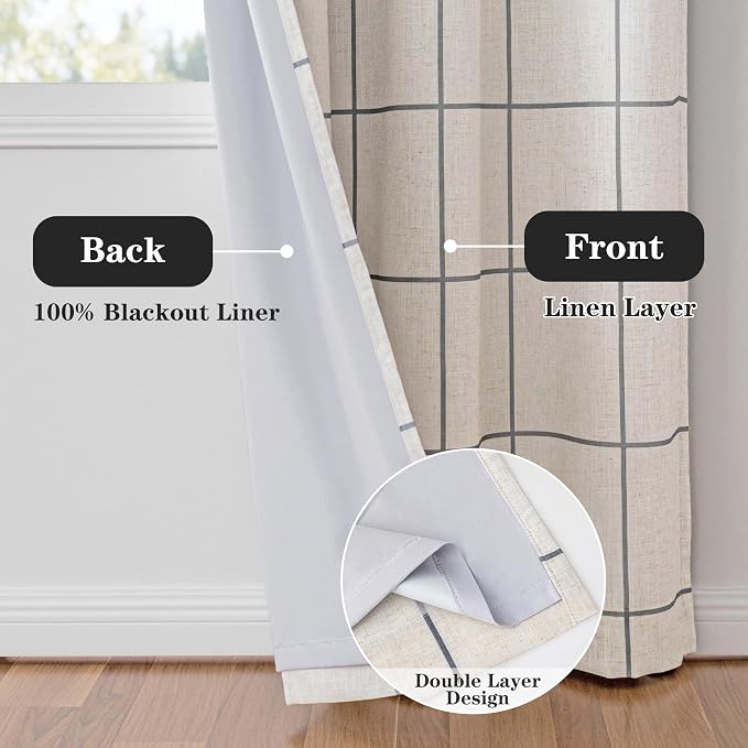 100% Blackout Curtains for Bedroom Room, 2 Thick Layers Thermal Insulated - Image 3