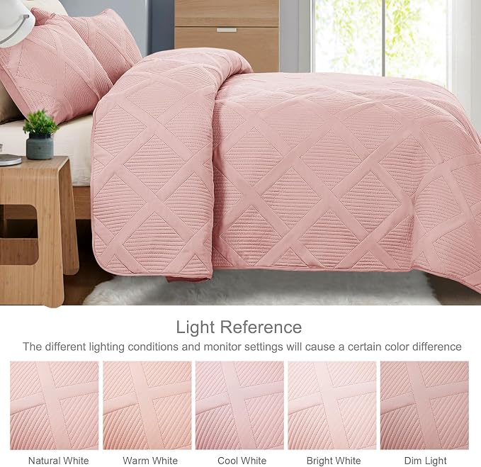 Exclusivo Mezcla Quilts Queen Size, Blush Pink | Soft Bedspreads - Image 3