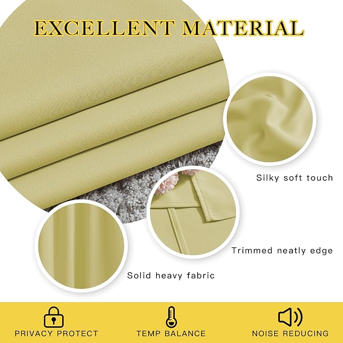 NICETOWN Paler Yellow Blackout Curtains - Image 3
