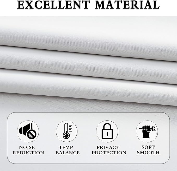Greyish White Room Darkening Window Curtain Panels - Image 3