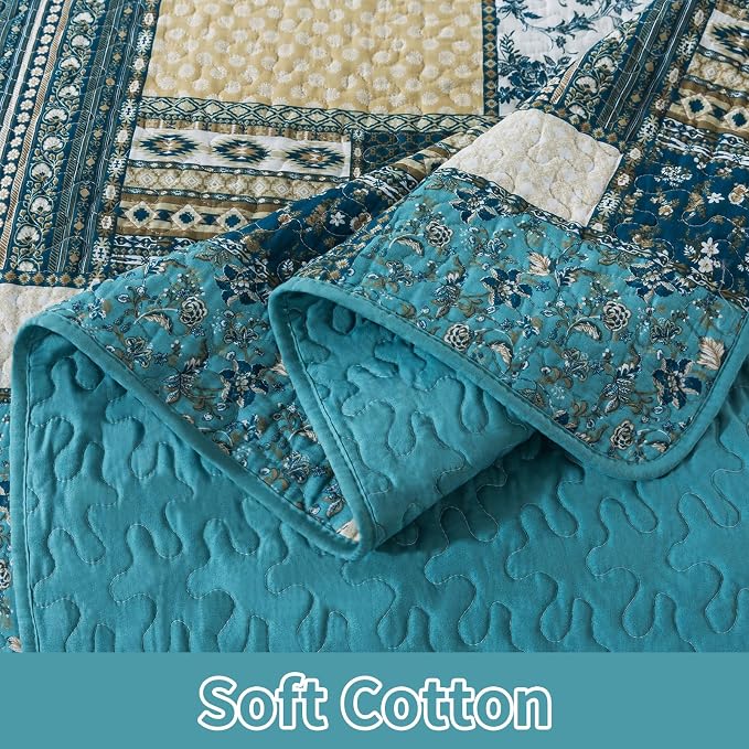 BEDIFANY Cotton California King Size Quilt Set, 100% Cotton Cover Bedspread | - Image 5