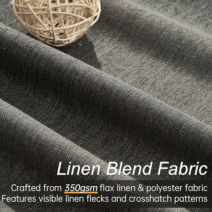 Topfinel Extra Long Grey Linen Blackout Curtains 120 inches Long Thermal - Image 3
