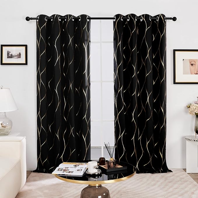 Deconovo Curtains for Living Room, Pattern Blackout Curtains 72 Inches Long | - Image 2