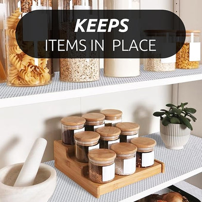 RAY STAR 12X120 Inch Shelf Liner for Kitchen Cabinets, Non-Adhesive Cabinet Liner Washable, PVC Drawer Liner for Dresser Non-Slip Bathroom (Black Circle)(3 Roll)