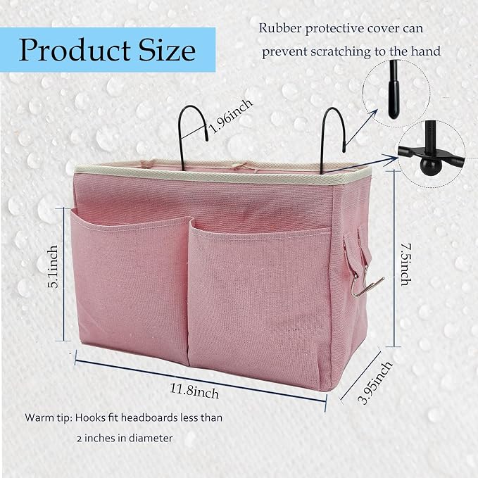 2-Pack Bedside Caddy Bedside Hanging Storage Basket Multi-Function Organizer - Image 2