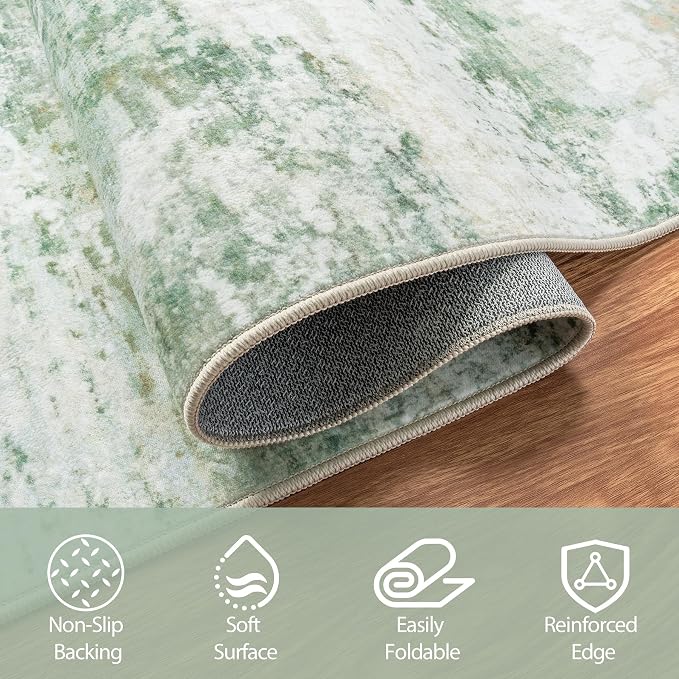 Aelenmu 9x12 Area Rugs for Living Room Washable Bedroom Dining Room Green | - Image 4