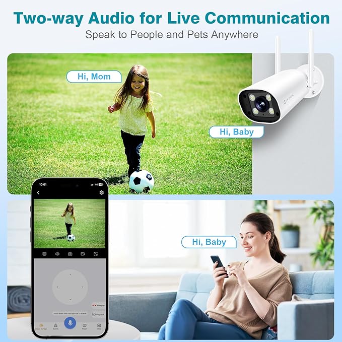 Cromorc Wireless Security Camera System with 16" Monitor Motion Detection Night Vision 2-Way Audio 4 Indoor Outdoor 5MP Camera Expandable 16CH NVR Home Business Surveillance Spotlight Siren 3TB HDD