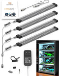 EBD LED Display Cabinet Lighting 4-Way 1.2m / 48" Splitter Parallel Connection Shelf Lights Touch Bookcase Lighting 4 Panels Counter Light Bar Energy 1800 Lm 3000K for Kitchen Pantry Garage Closet