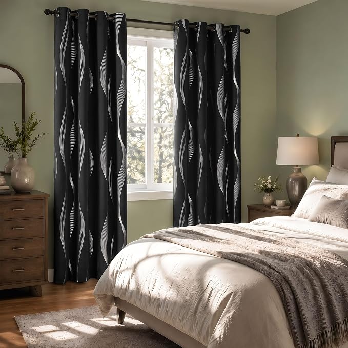 Deconovo Curtains for Living Room, Pattern Blackout Curtains 54 Inches Long | - Image 6