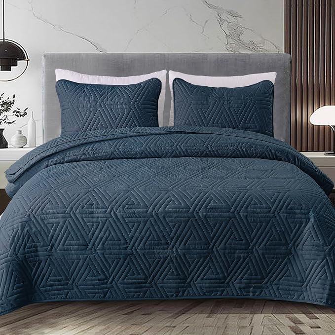 Whale Flotilla Soft Geometric Twin Quilt Set - Image 9