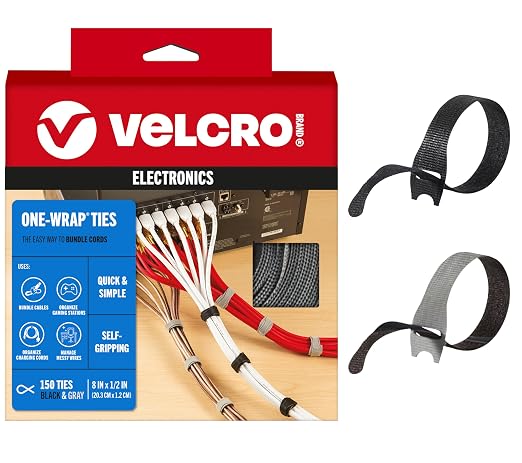 VELCRO Brand Reusable Cable Ties, Cord Management, 150 Pack by VELCROBrand