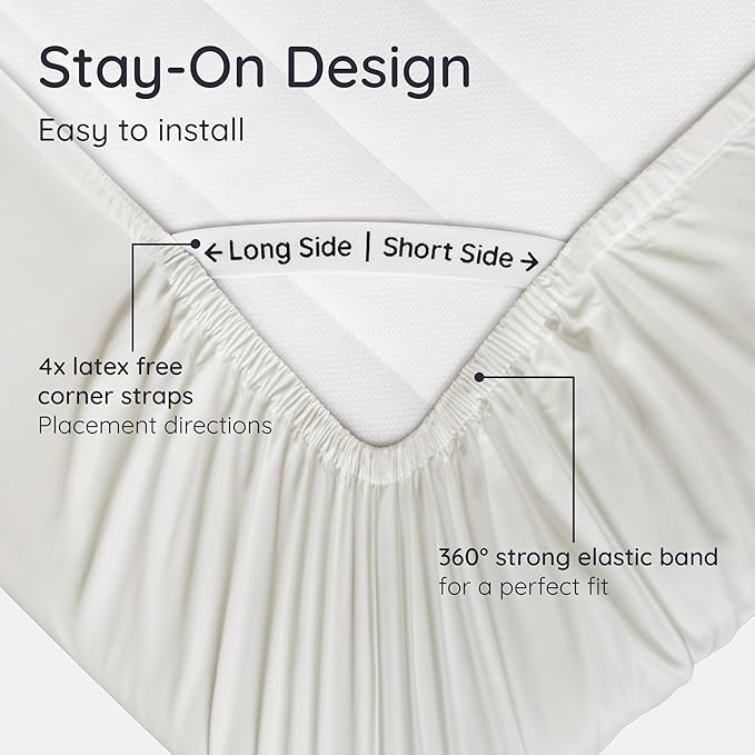 Bambaw 100% Viscose Derived from Bamboo Sheets Twin Size, Cooling Fitted Sheet Only, Twin Size Fitted Sheets Only, 15’’ Deep Pocket Cream Fitted Sheet with Straps, Twin Bed Fitted Sheet Only (Ivory)