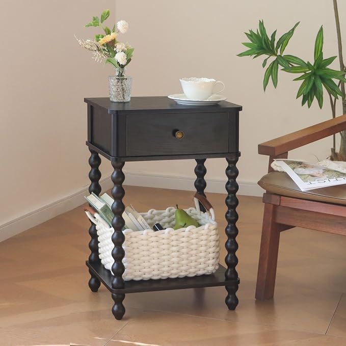 AWASEN Black Nightstand, Bedroom Side Table - Image 8