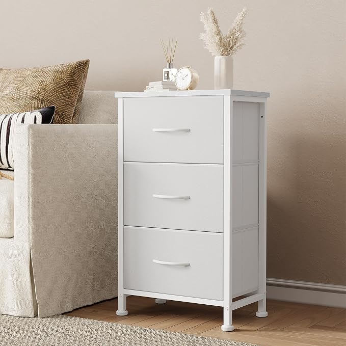 DUMOS 3 Drawer Nightstand for Bedroom, Small Night Stand Chest of Drawers | - Image 8