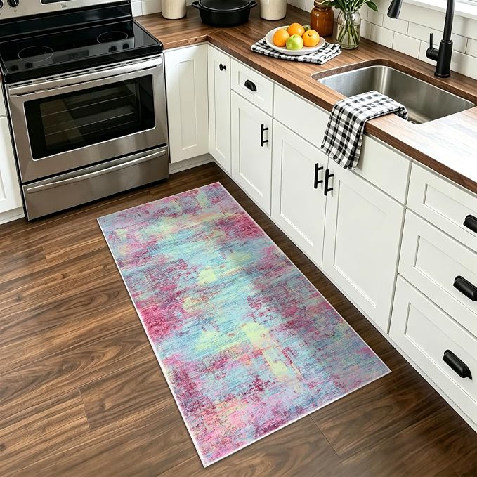 Abstract Runner Rug 2x4 Ft Entryway Rugs Washable Door Mat Indoor Entrance - Image 8