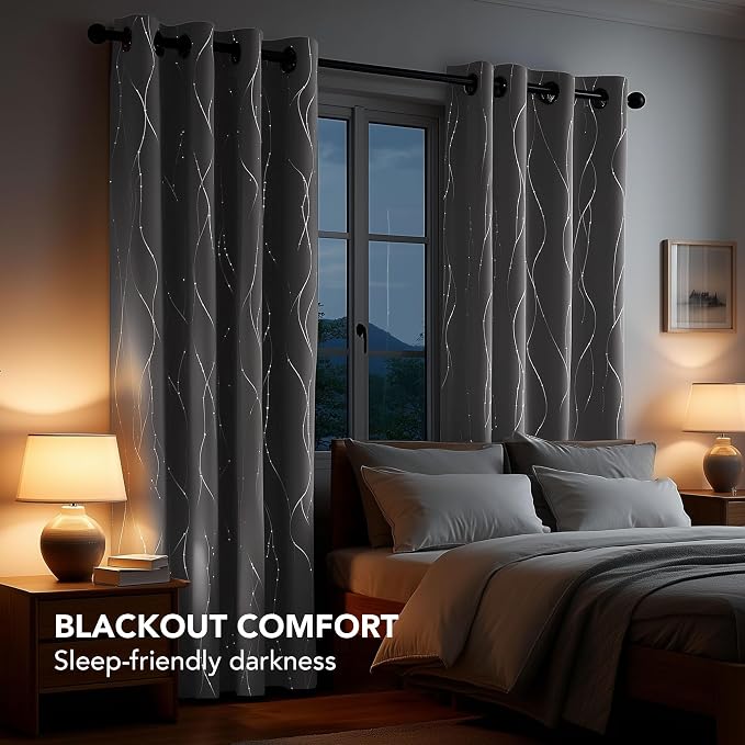 Deconovo 4 Panels Blackout Curtains, Thermal Insulated Soundproof Curtain Drapes - Image 4