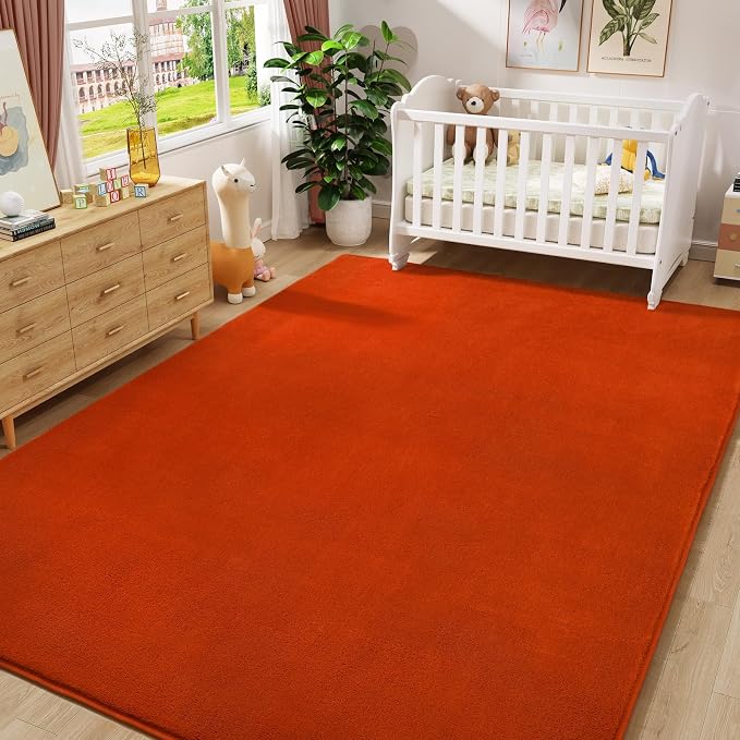Modern Area Rug for Bedroom Living Room, 4x6 Orange Memory Foam Rug | Thickened - Image 7