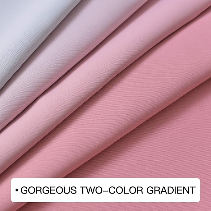 COSVIYA Grommet Room Darkening Ombre Pink Curtains W52xL72 inch | Pink and - Image 4