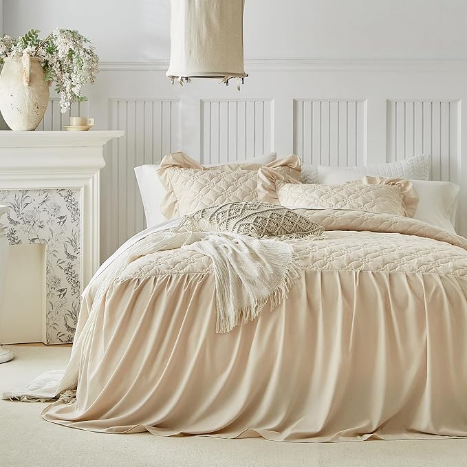 Ruffle Skirt Bedspread Set Flower Style - Image 3