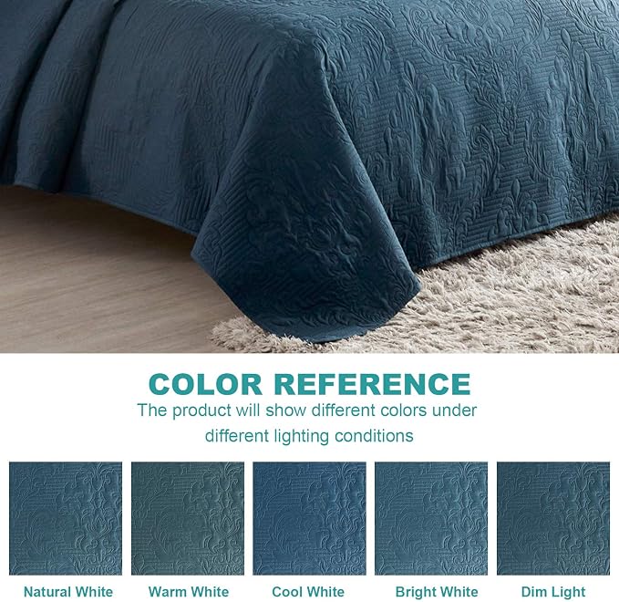 Hansleep Quilt Set Ultrasonic Lightweight Bed Decor Coverlet Set Comforter - Image 9