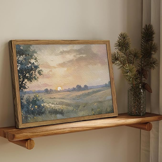 Vintage Sunset Wall Art Rustic Cottagecore Landscape Wall Decor Fall Country - Image 4