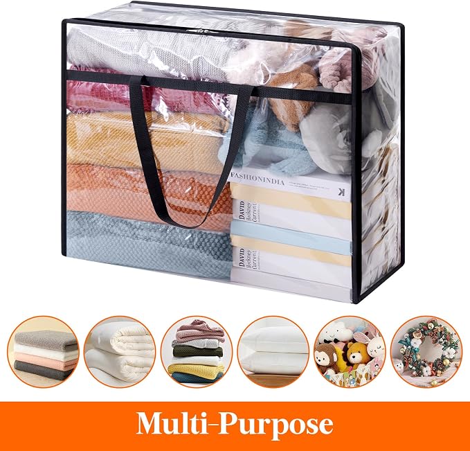 Lifewit 3 Pack Clear Clothes Storage Bags, 95L Plastic Blanket Storage Bag - Image 5