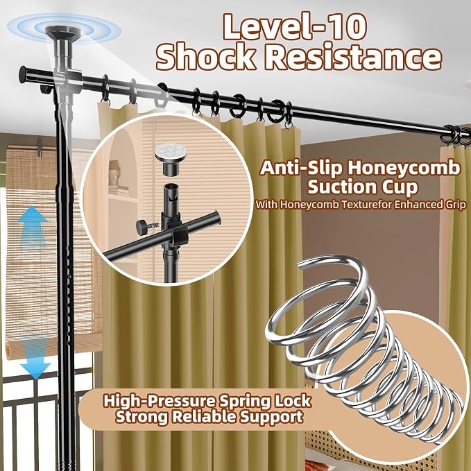 Room Divider, Tension Curtain Rod No Drilling, 4-10ft 28-70inch Wall Divider - Image 3