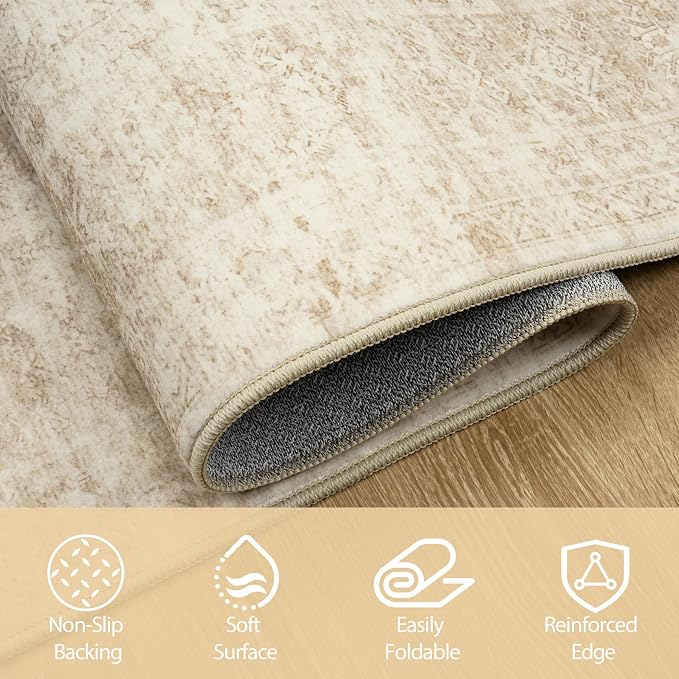 Aelenmu 6x9 Area Rugs for Living Room Washable Bedroom Dining Room Beige | - Image 4